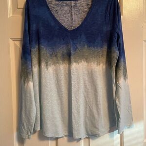 Sonoma Blue and Green Ombre Long Sleeve Top